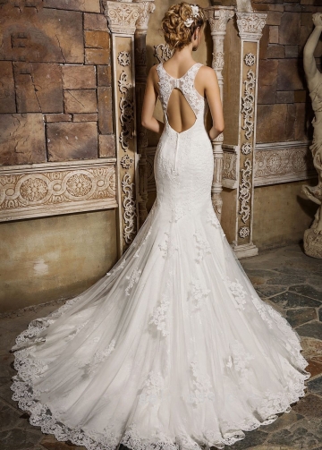 Sleeveless Appliques Lace Wedding Gowns Mermaid vestido de boda