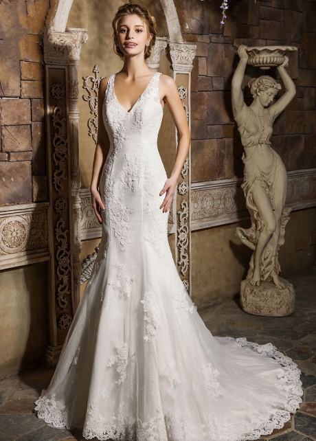 Sleeveless Appliques Lace Wedding Gowns Mermaid vestido de boda