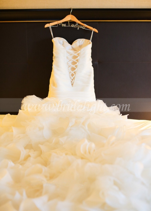 Sweetheart Ruffled Organza Mermaid Wedding Dress with Belt