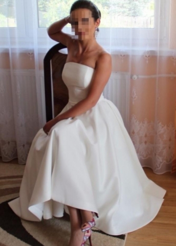 Strapless Satin High-low Wedding Dress Backless