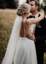 Sheer Lace Wedding Dresses Open Back Classical Robe de soriee