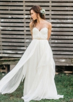 Sweetheart Long A Line Wedding Dresses Chiffon Beach Bride Dress
