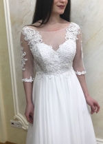 Summer Wedding Dresses Lace Chiffon With Half Sleeves