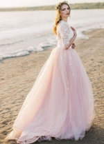 Sexy Spaghetti Straps A-Line Wedding Dresses With Lace Half Sleeves Jacket Two Piece Beach Bride\'s Wedding Gown
