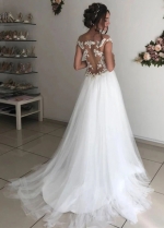 Sexy Wedding Dresses Long Off the Shoulder Neck Wedding Dresses See Through