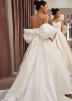 Simple A-line Wedding Dresses with Back Big Bow robe mariee