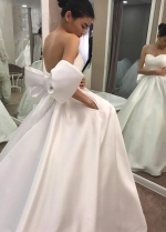 Simple A-line Wedding Dresses with Back Big Bow robe mariee