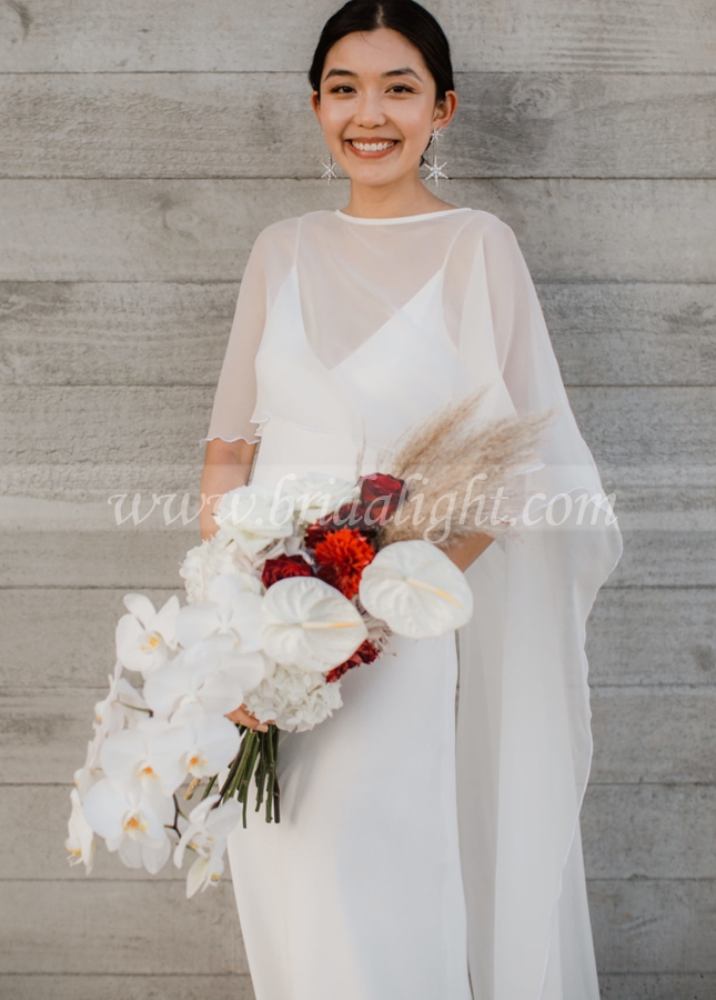 Sheath Bridal Gowns With Romantic Shawl Cape
