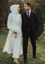 Simple Style Muslim Long Sleeves Wedding Dress New Arrival