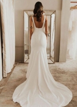 Simple Style Wedding Dresses Square Neck Mermaid Long Bride Dress