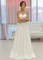 Thin Straps Ivory Bridal Gown with Lace Up Back