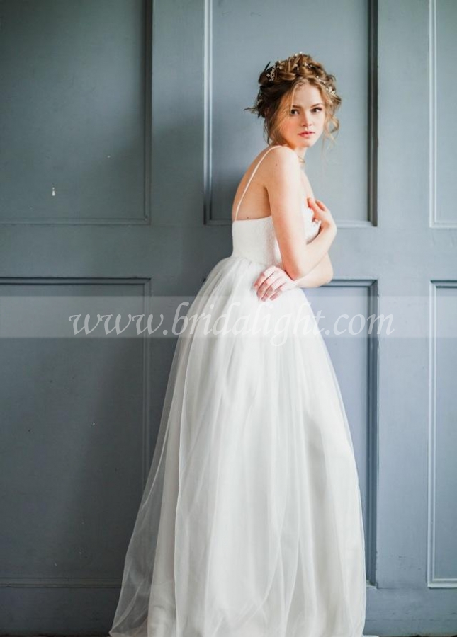 Tulle Skirt Girl Wedding Dresses with Lace Bodice