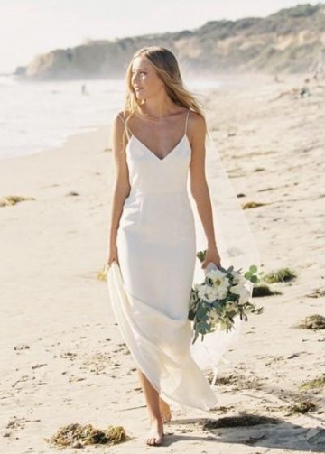 Thin Straps Summer Wedding Dress for Seaside vestido de novia de playa