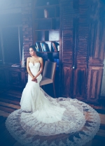 Three Layers Lace Wedding Dress with Sweetheart Bodice