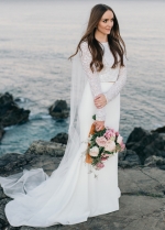 Two Piece Mermaid Wedding Dresses Sequin Bodice Crepe Skirt