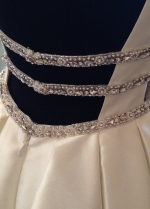 V-neckline Satin Wedding Gowns with Beading Belt