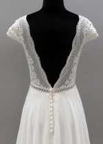 V-Neck Lace Wedding Dress Boho A Line Bridal Gowns Cap Sleeves