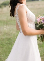 V-Neck Tulle Country Wedding Dresses Bridal Gowns Beach Wedding