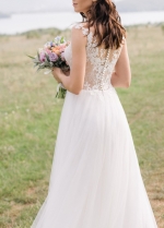 V-Neck Tulle Country Wedding Dresses Bridal Gowns Beach Wedding