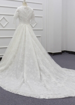 Vintage Modest Half Sleeve A-line Lace Bridal Gowns