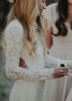 Wedding dresses Boho Sheath Long Sleeves Cutout Back