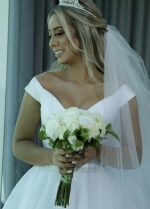 White Wedding Dress Gown Long Tulle Satin Wedding Gowns Plus Size vestido de noiva